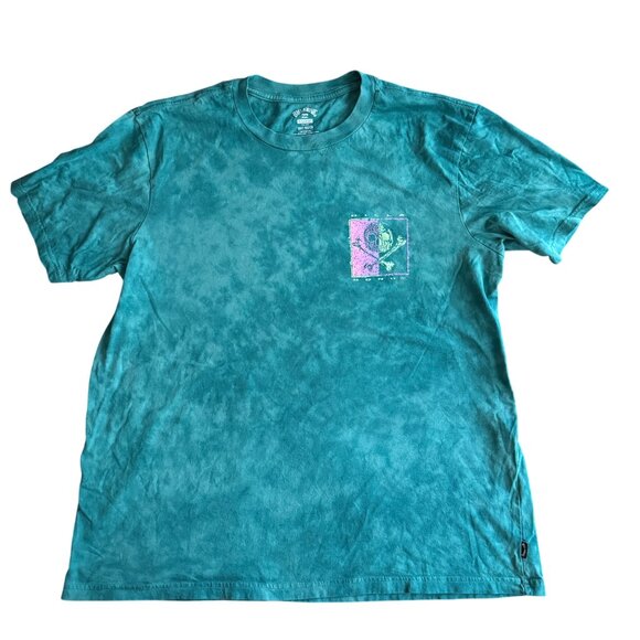 Billabong Mens Wave Washed X-Large T-Shirt Tie-Dye Teal Cotton - Picture 1 of 4